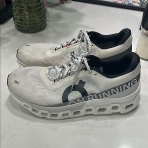 On Running Men's White and Black Athletic Shoes, size 12 M, no holes or stains